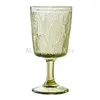 Wine Glasses Classic Retro Relief 300-400ml Goblet Leaf Pattern Red Brandy Iced Coffee Cup Fashion Family Festival Memorial Drinkware