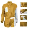 Damen -Trainingsanzüge Frauen Frühlings- und Sommerbüro Modetemperament Shorts Anzug Kontrast Farbe langhärme Lupentaschen -Taschenhemd mit demselben
