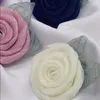 Dekorativa blommor 10st 6 cm Chiffon Organza Fabric Rose Flower med blad Huvudkläder Diy Accessories Wedding Dress Clothes Brooch Hats