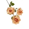 Decorative Flowers 3-Head Cappuccino Rose Manta Artificial Flower Wedding Arrangement Home Furnishings El Decoration Fake