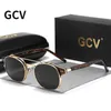 GCV Double Layer Removable Lens Sunglasses The Blu-Ray Glasses Acetate Gothic Retro Steampunk Polarized Men Women Sunglesses 240321