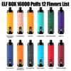 Original Elf Box Shisha 16000 Puffs Disposable Vape Pen Puff 16k LED Display Mesh Coil Rechargeable E Cigarettes 12 Flavors 0% 2% 3% 5% Vaper Crown Bar