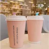 Tasses jetables Paies 50pcs Pink Tea tasse Party Mariage d'anniversaire Faveur créatif Creative et boisson Paper Coffee Emballage avec couvercle