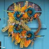 Fleurs décoratives bordure bleu tournesol couronne de couronne de jardin léopard ruban de la branche morte décoration de porte de la porte de la branche fleur