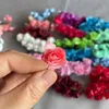 1.5 ~ 2 cm kop/ 9 cm longartificiële papierbloemen met draad stamfake mini -rozen bloemboeket voor bruiloft decoratiesgarland 240407