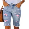 Kvinnors jeans kvinnor lappa leggings korta mångsidiga byxor denimshorts rippade jean för kvinnors plus storlek