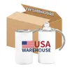 US Warehouse Free Shipping 12oz Stainless Steel Straight Kid Blanks Sippy Cup Sublimation Tumblers with 2 Lids