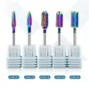 Séchoirs 5 PCS Rainbow Tungsten Steel Milling Cutter pour manucure Retrait Gel Vernis Burr Bits de forage à ongles