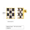 Studörhängen kvinnor trendiga CZ Stone Streetwear Black White Chekerboard Dainty Geometric Square Cubic Zirconia Ear smycken