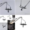 Colliers pendants Fashion Collier de chauve-souris gothique punk vintage pour femmes Animaux Chain de cou Halloween Collier Hip Hop Girls Jewelr Dhlvp