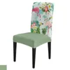 Couvercles de chaise Flamingo Tropical Plante Couvre de fleurs de cuisine Stretch Stretch Spandex Soutr Sabver pour le banquet Party