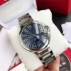 Mens and Womens Designer Movement High Quality Blue Dial Classic Size 42MM 36MM 33MM Stainless Steel Strap Fashion Watch Orologio. 144