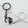 Keychains Lanyards couple chat puzzle rond coeur amant clés animaux clés anneaux Saint Valentin Gift For Women Men Sac à main Décoration bijoux Q240403