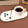 Bicchieri da vino in ceramica europea tazza da 250 ml di tazze da caffè e set di cucchiai di piattino con scatola regalo tè latte di soia tazze da dessert