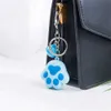 Keychains Lanyards 1st 3D Cat Claw Bell Pendant Keychain Söt tecknad PVC Animal Keyring Soft Handbag Decoration Keyholder Jewelry Gift Q240403