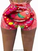Kvinnors sexiga täta monteringshorts tryckta shorts yogabyxor (fast pris)