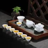 Teaware Sets Ceramic Tea Set Household High White Porcelain Cover Bowl Cup Infuser Blue And