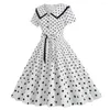 Party Dresses Women Dress Vintage Princess With Big Hem Contrast Color Dot Print For Women's Prom Wedding Events Printed
