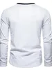 Camisetas masculinas 2024 Spring Autumn thin manga comprida camisetas masculinas modernas masculinas bonitas de três botões de corte de três botões