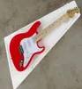 Factory Custom Red Body Electric Guitar White PickGuard and Maple Neck SSS Pickups tillhandahåller anpassade tjänster7302751