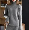 Women's Two Piece Pants New Winter Casual Loose Plus Size Warm Wool Brand Short FE Womens Sweater Wide Leg Pants SetC240407