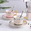 Koppar tefat europeiska phnom penh keramiska kaffemugor porslin modern minimalistisk mode eftermiddag te kopp med fat set drickware 250 ml