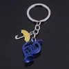 Contrôles des clés comment ai-je appris à connaître votre mère?Blue French Horn Small Yellow Umbrella Keyring Couple Keychain Q240403