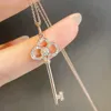 Designer Brand Hoge Versie V-Gold Tiffays Key Necklace voor damesmode met diamant zonnebloem hanger kroon iris sleutelbeen trui ketting