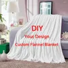 Blankets Custom Image Or Words Blanket Personalized Picture Warm Throw For Sofa Gift Customized DIY Print On Demand Drop