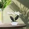 Dekorativa blommor konstgjorda blommor simulering phalaenopsis badrum dekorationer små falska bonsai