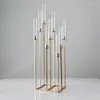 Candle Holders 5pcs 10pcs 8heads 9heads Gold Acrylic Holder Pillar Candles Metal Stand For Wedding Stage Decoration Walkway