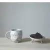 Tassen Keramik Tee Kaffeetasse Retro Griff Creative Home Desktop Dekorationen unregelmäßige Haushaltsgegenstände