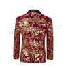 Ternos masculinos Men Fashion Velvet lantejous floral maiô jaqueta blazer de blazer stage