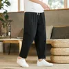 Pantalon pour hommes Plus taille hommes lâche neuvième sortage droit avec des poches de taille élastique couleur solide respirante douce pour quotidiennement