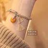 Orange Dream Yan Mountain Old Honey Wax Pendant with Tassel Gourd Weaving Bracelet, Fashionable Elegant, Artistic and Ethnic Style Bracelet