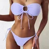 Bras Sets Sexy Solid Bikinis Swimsuit Vintage Micro Swimwear Brazilian Women Bathing Suit Patchwork Bikini Set String Beachwear 2024