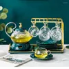 Teaware -sets British Afternoon Tea Set huishoudelijk licht luxe gekookte fruit teepot aardewerk met filter kaarsenverwarming