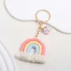 Keychains Lanyards Lovely Wool Rainbow Colorful Glass Ball Unicorn Key Rings Handmade For Women Girls Friendship Gift Handbag Jewelry Q240403