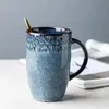 600ml Europa caneca de cerâmica retro com colher café consultório criativo para bebidas de chá para bebidas Casais Presente 240407