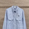 Camicia blu a strisce a strisce abbottoneria di lusso a maniche lunghe lettere Casaul top giornalieri