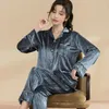 Roupas domésticas Sexy Long Homewear Conjunto Velor 2pcs Pijamas Terne Loose Sleepwea