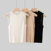 Women's T Shirts Summer Women Knitted Vest Bead Chain Decoration Simple Casual O-Neck Sleeveless Tank Tops