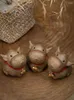 Tea Pets Cute Coarse Pottery Cow Pet Figurine Sets Zen Gongfu Accessories Animal Modern Style Home Decoration