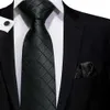 ترابط الرقبة HI TIE Business Black Luxury Plate Pattern Mens Tie Silk Necklace Necklace Tie Tie Stain Hanky ​​Cufflinks مجموعة Mens Design Design GiftC240407