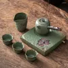 TeAware Setleri Yaratıcı Japon Çay Seti Ev Seramik Kupası Teapot Basit Taşınabilir Açık Dış Mekan Seyahat Bir Pot Üç Bardak