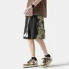 Herr shorts sommar färgglada blockform träning shorts mens ritade midje sport shorts med fickor coola casual shorts j240407