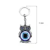 Keychains Lanyards Blue Evil Eye Owl Keychain Womens Pendant Lucky Charm Animal Car Keyring Fashion Jewelry Bag Accessories Gift Q240403