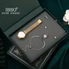 Ibso kvinnor set water diamant smycken armband halsband fyra färskt studentguld presentminnesklocka