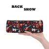 Torby szkolne Monkey Music Triangle Pencil Case Flower Red Leaves University Big Zipper Box Teeneager Cool Leather Pen Bag