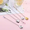 Ложки 4pcs Diamond Ice Spoon Spoon из нержавеющей стали длинная мешалка изысканная хрустальная чайная ложка для кремового десертного кофейного коктейля кружка